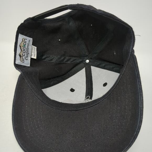 Arcadian Outfitters Snapback Cap Black One Size Adjustable Patched Vented Holes - Picture 7 of 9